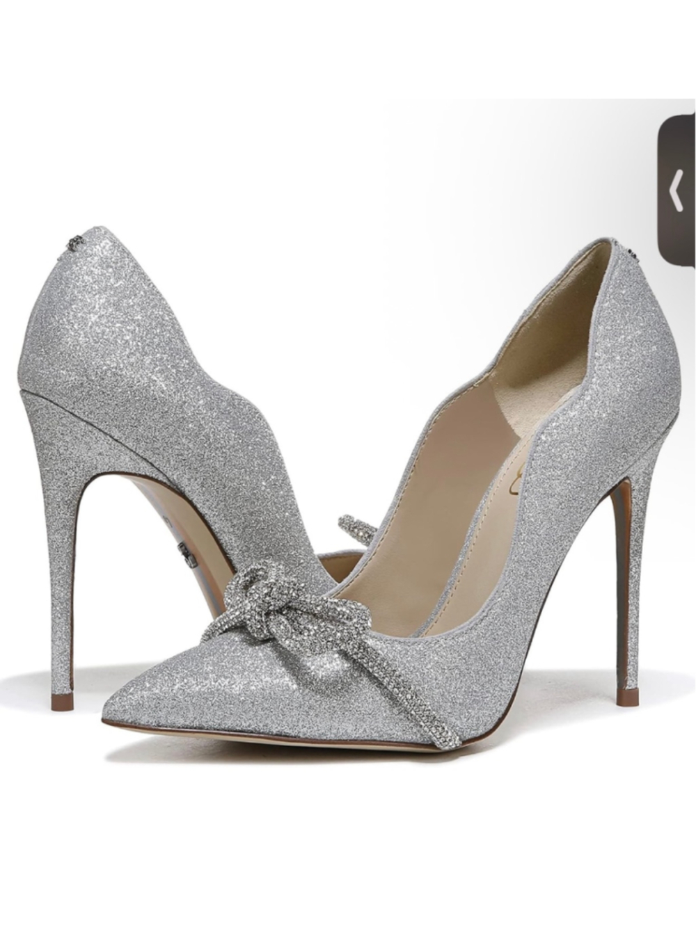 Women's Sam Edelman Silver Glitter Bow Stiletto Heels